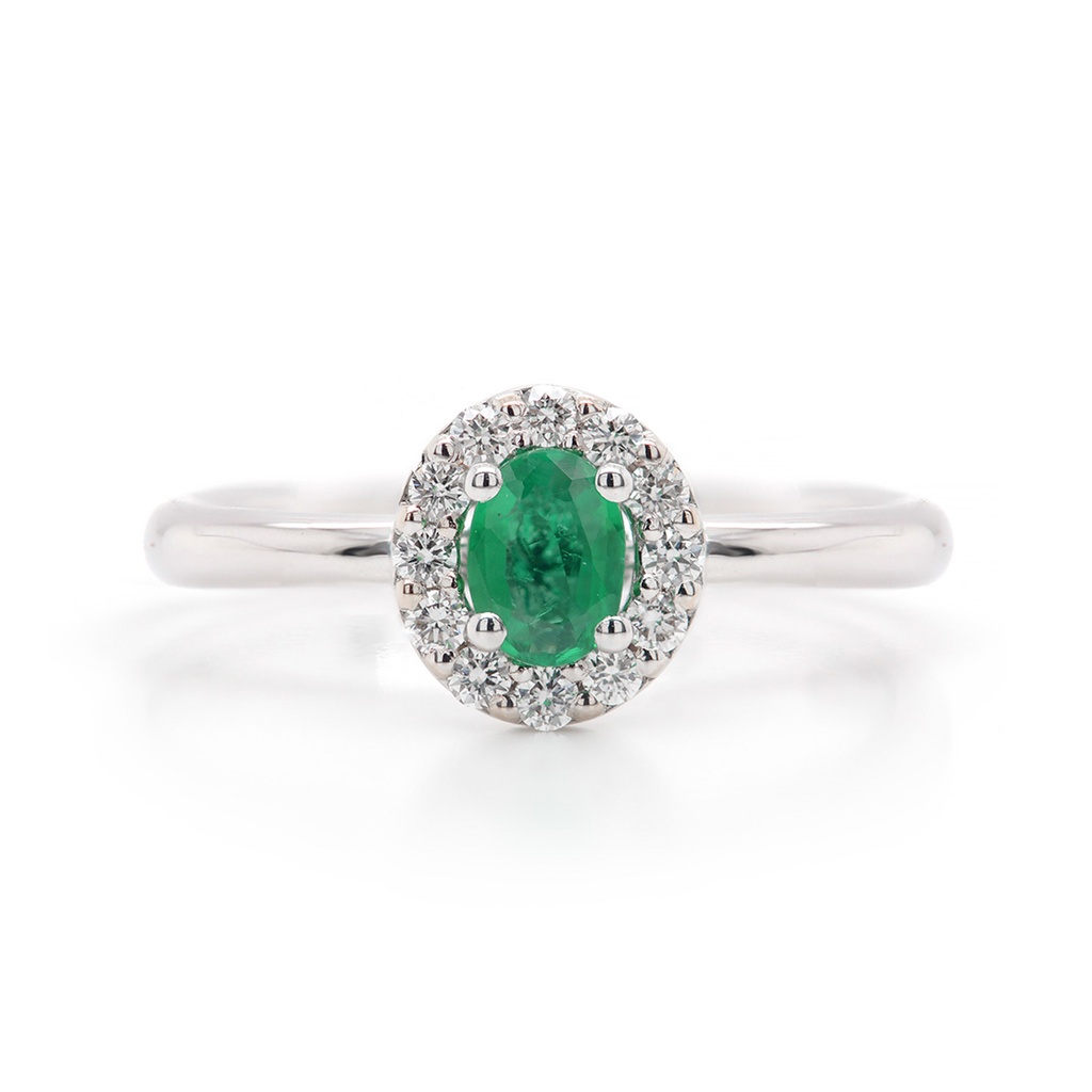 ANILLO HALO B14P FSI ESMERALDA-OV28P 3.2gr. ORO BLANCO 18K