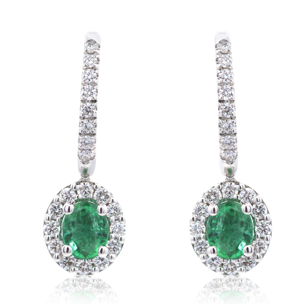 ARETES HALO B38P FSI ESMERALDA-OV62P 2.9gr ORO BLANCO 18K