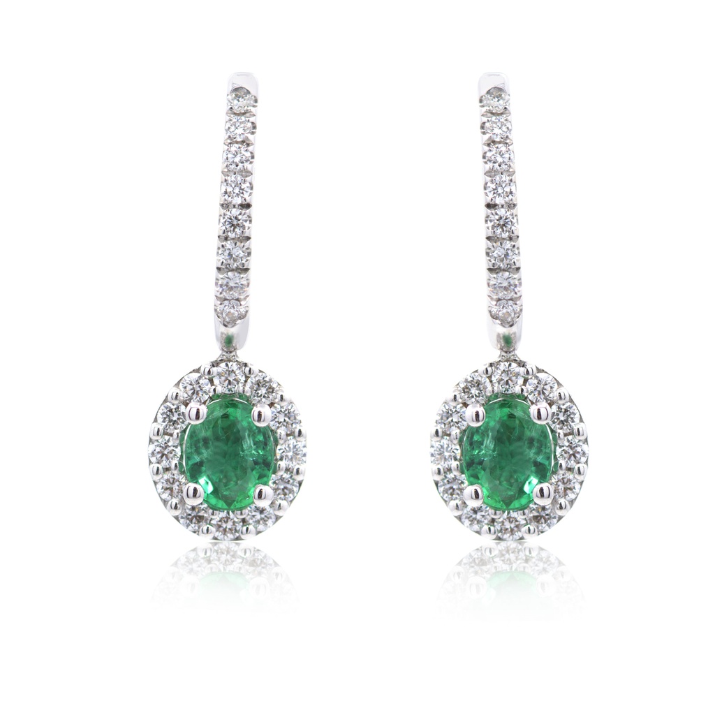 ARETES HALO B38P FSI ESMERALDA-OV62P 2.9gr ORO BLANCO 18K