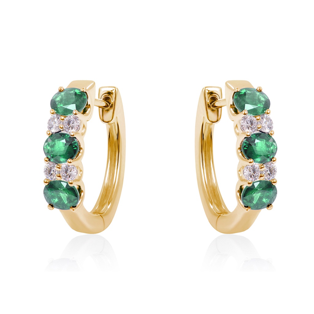ARETES CELLINI ESMERALDA-0.73ct B20P VS/GH 3.2gr ORO AMARILLO 18K