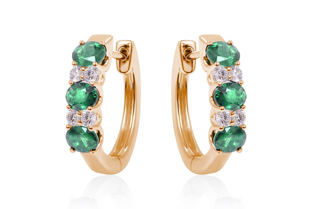 ARETES CELLINI ESMERALDA-0.73ct B20P VS/GH 3.2gr ORO AMARILLO 18K