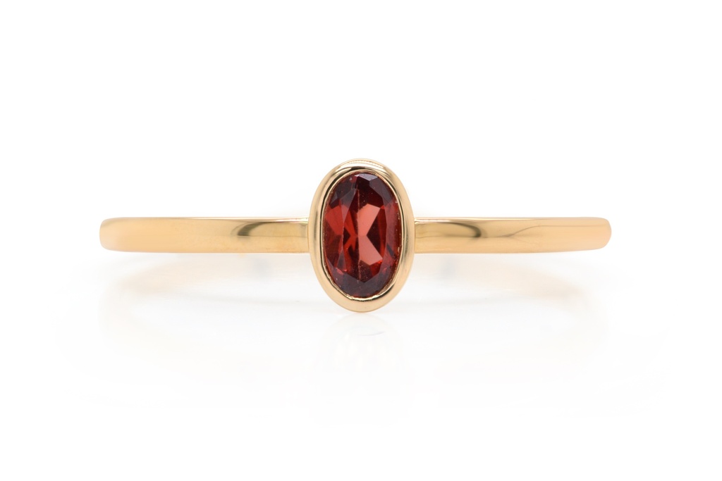 ANILLO LAS FLORES-GRANATE/OVAL 1.20 18KY