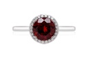 Anillo HALO GRANATE-8mm Diamante-0.16Ct H/SI 18KW