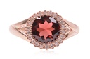 Anillo HALO GRANATE Diamante-0.17Ct H/SI ORO ROSA 18K