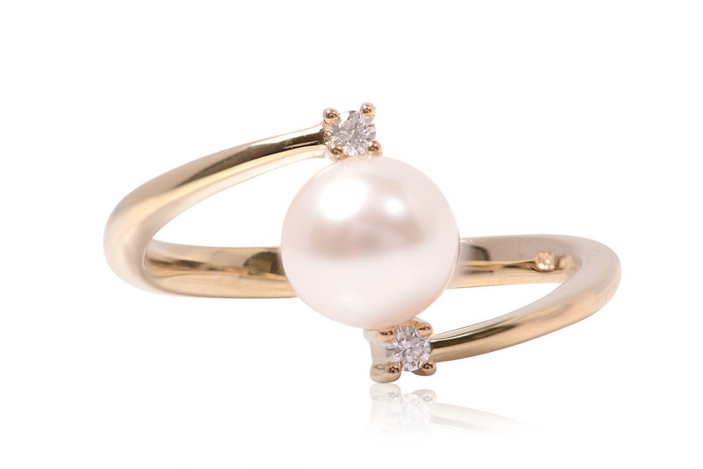 Anillo COMET Perla-5.5mm Diamante-0.04Ct H/SI 18KY