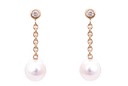 Aretes DANGLE PRL-6.5mm DIAMANTE-0.06Ct 1.5gr 18K