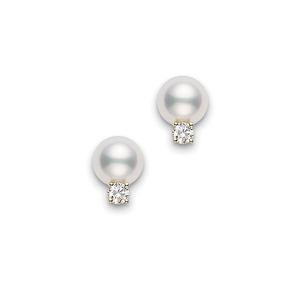 ARETES MIKIMOTO STUD AKOY 7-7.5MM*A+ B10P 2.2gr 18KY 