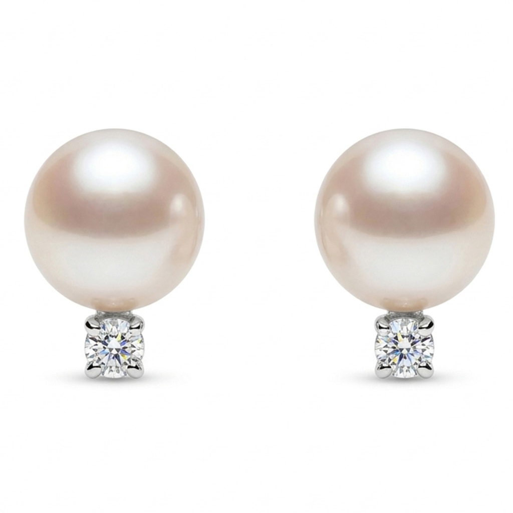 ARETES MIKIMOTO STUD AKOY 7-7.5MM*A+ B10P 2.2gr 18KY 