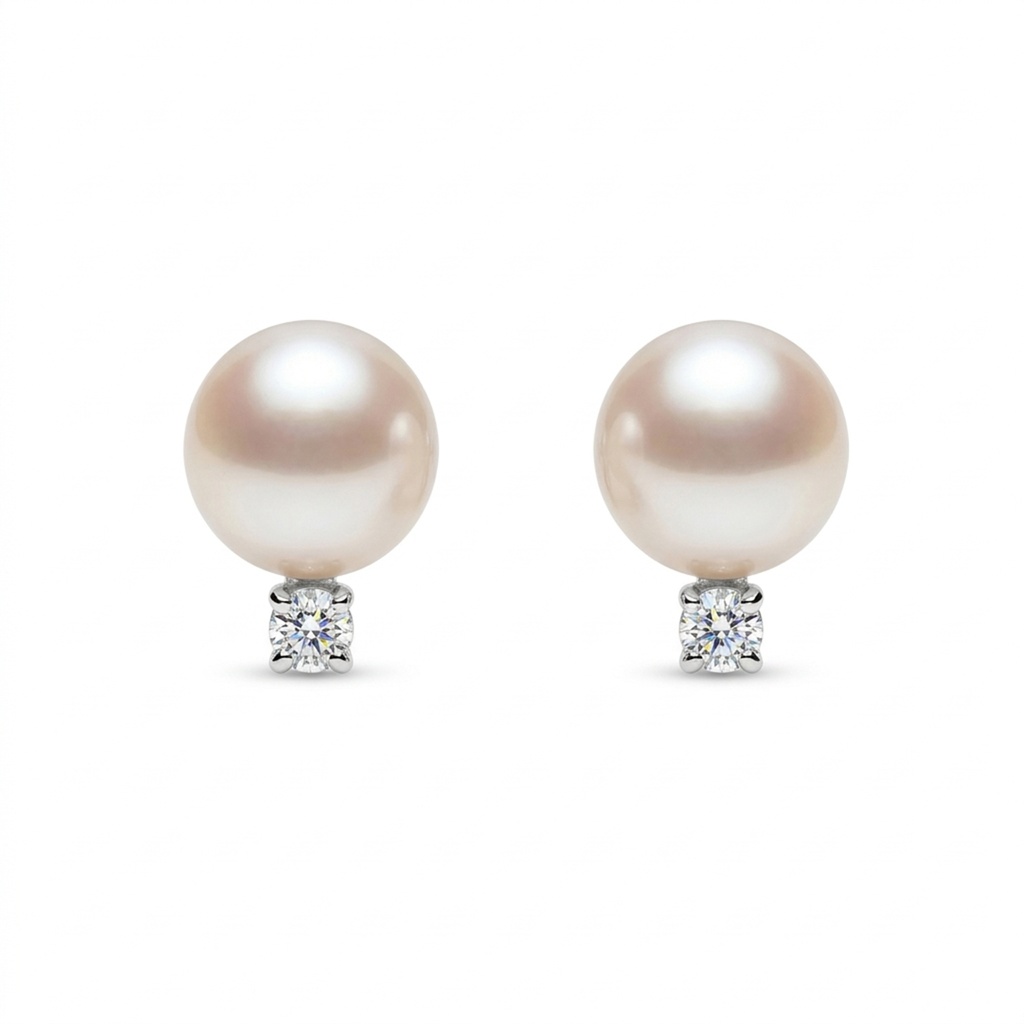 ARETES MIKIMOTO STUD AKOY 7-7.5MM*A+ B10P 2.2gr 18KY 