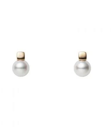 ARETES MIKIMOTO CUBE AKOYA 7MM A+ 18KY 2.9