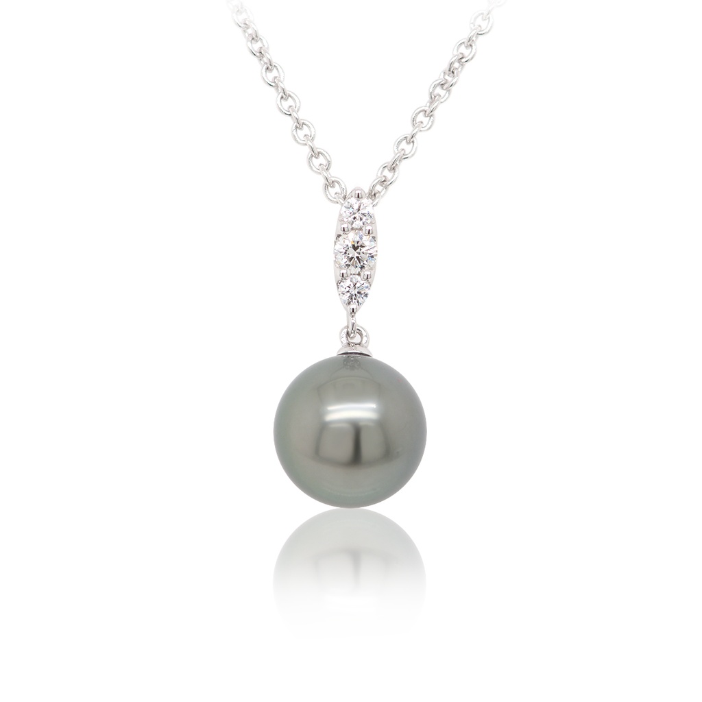 Gargantilla c/Dije SSP-GRIS 9MM A+ B12P 5.9gr 18KW