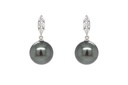 Aretes MIKIMOTO SSP-GRIS*A+ 9.0mm Diamantes-0.26Ct 18KW