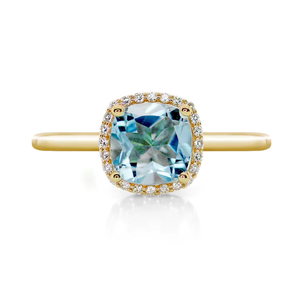 Anillo BERRY - Diamantes Oro 18k amarillo - topacio 6x6 sky blue 