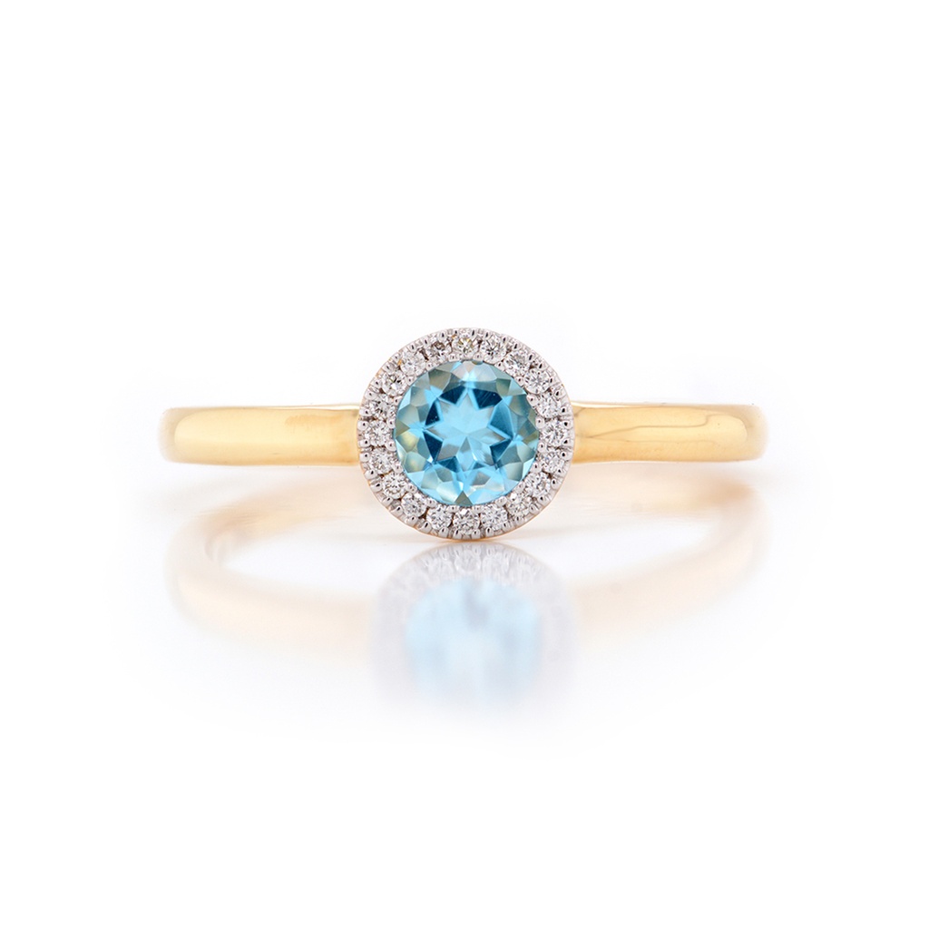 Anillo TORMENTA Topacio Azul Swiss-0.42ct Diamantes-0.05ct GVS 18KY