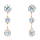 ARETES TORMENTA 6-TOPACIOS SWISS BLUE-1.00ct DIAMANTES-0.22ct GVS 3.0gr. ORO AMARILLO 18K