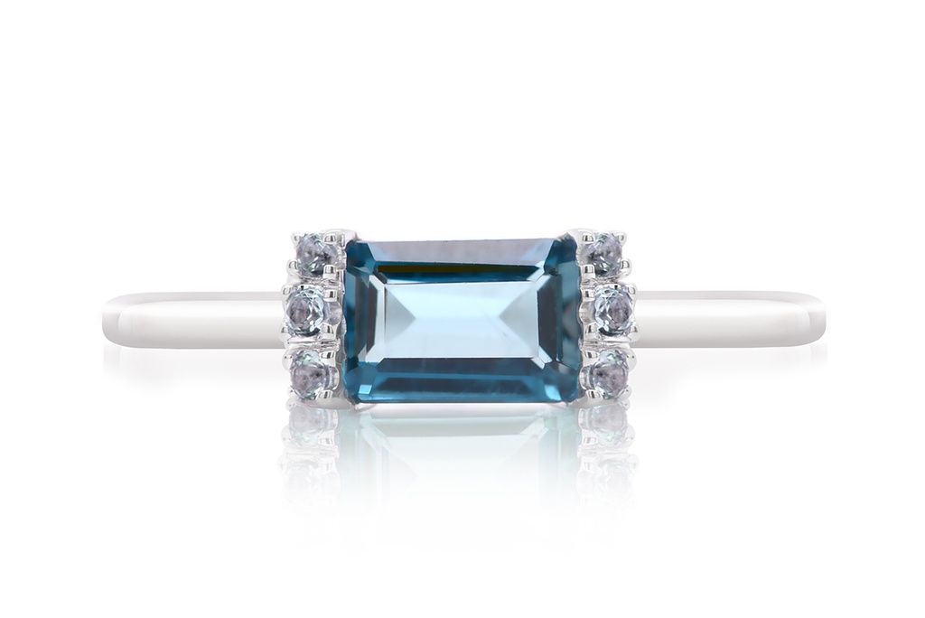 Anillo LAS FLORES-TOPACIO AZUL/London 6-Topacio/Azul-Sky 18KW