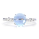 Anillo WATER  Topacio Azul-SKY 2.21Ct-Cabujón Diamantes-0.06Ct 18KW