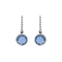 Aretes Bezel “ROUND“ - TOPACIO AZUL DIAMANTES-0.105ct HSI 4.04gr. ORO BLANCO 18K