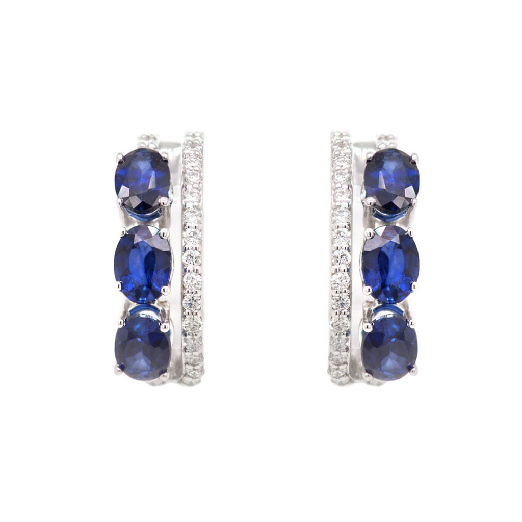 Aretes “PATH“ 6-ZAFIROS/Oval 1.19Ct 42-DIAMANTES 0.19ct GVS ORO BLANCO 18K