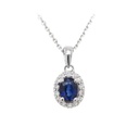 Gargantilla Frame “HALO OVAL“ - ZAFIRO/Oval 0.25ct 14-DIAMANTES 0.06ct 1.7gr 42cm ORO BLANCO 18K