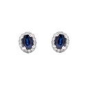 Aretes Frame “HALO OVAL“ - 2-ZAFIROS/Oval 0.43ct 28-DIAMANTES 0.13ct 1.67gr ORO BLANCO 18K