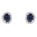 Aretes Frame “HALO OVAL“ - 2-ZAFIROS/Oval 0.43ct 28-DIAMANTES 0.13ct 1.67gr ORO BLANCO 18K