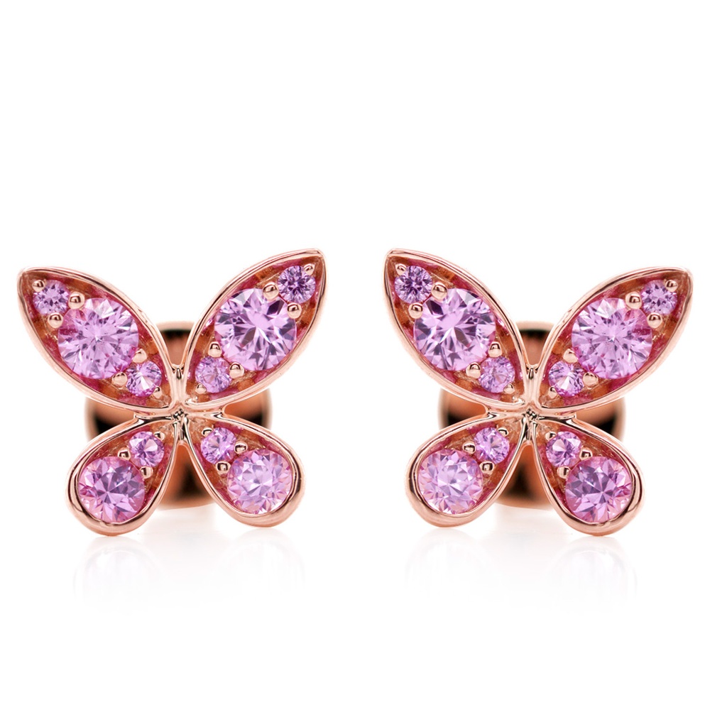 ARETES BUTTERFLY ZAF-ROSA60P 2.4gr 18KR