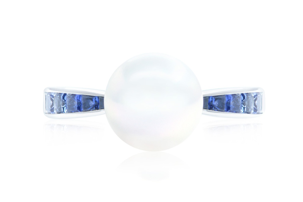 ANILLO MIKIMOTO 8MM*A+ AKOYA ZAFIRO DIAMANTE-0.15CT 6.1gr 18KW