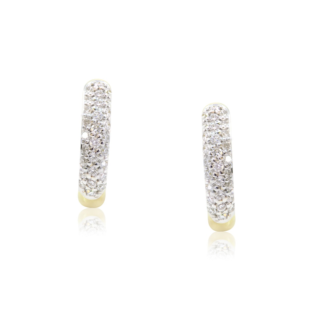 ARRACADAS PAVE HOOP B31P 12.3X2.7MM 3.5gr  ORO AMARILLO/BLANCO 18K