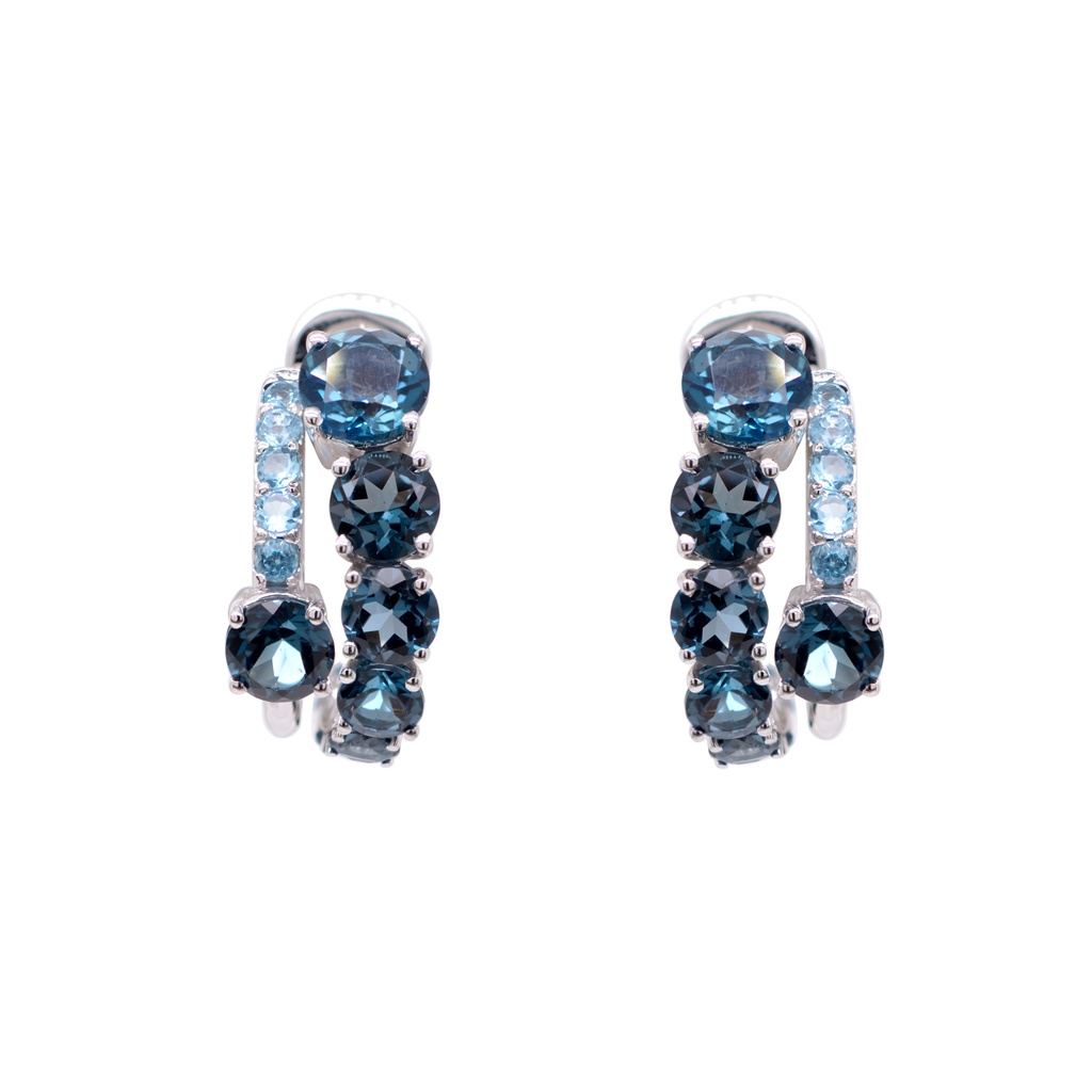 ARETES BRUMANI “MANACA“ 16-TOPACIOS AZUL LONDON-4.88ct 10-TOPACIOS AZUL SKY BLUE-0.55ct 8.7gr. ORO BLANCO 18K 