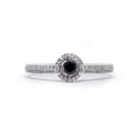 ANILLO “HALO-ROUND“ 1-DIAMANTE NEGRO Talla/Redondo 0.17ct. 38-DIAMANTES Talla-Redondo 0.17ct. 2.9gr. ORO BLANCO 18K