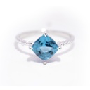 Anillo LA PAZ Solitario TOPACIO AZUL-LONDON Cushion-2.00Ct 2.0gr 18K  