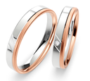 [CYC] Par de argollas de matrimonio "BASIC LIGHT 2" - Oro 14k combinado 4.0mm (04235-04236) 