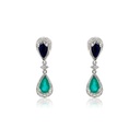 Aretes "MIRO" - Oro 18k blanco - zafiro esmeralda