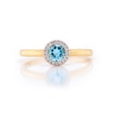 ANILLO TORMENTA TOPACIO SWISS BLUE-0.42ct DIAMANTES-0.05ct GVS 2.6gr. ORO AMARILLO 18K